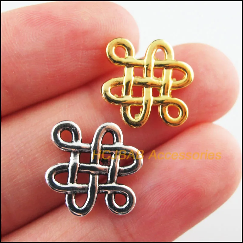 

Fashion 25Pcs Retro Tibetan Silver Tone Gold Color Chinese Knot Flower Charms Connectors 14x17mm