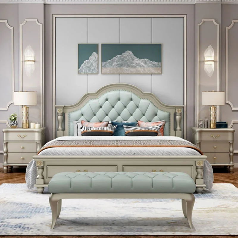 #Modern Simple Bedding Double Bed Soft Master Sleeping European Double Bed Queen Human Meubles De Chambre Nordic Furniture