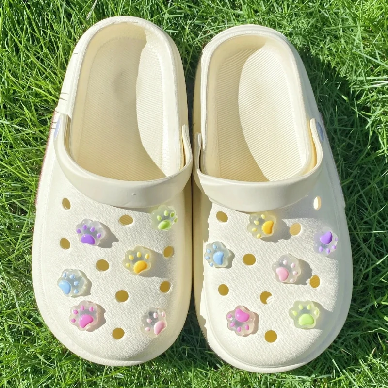 12PCS DIY Shoe Charms with Cute Night Light Cat Claw & Bear 