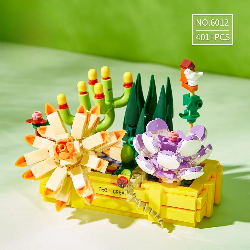 

Красочные годы сцена растение цветочный дом образовательные строительные блоки DIY сборка украшения