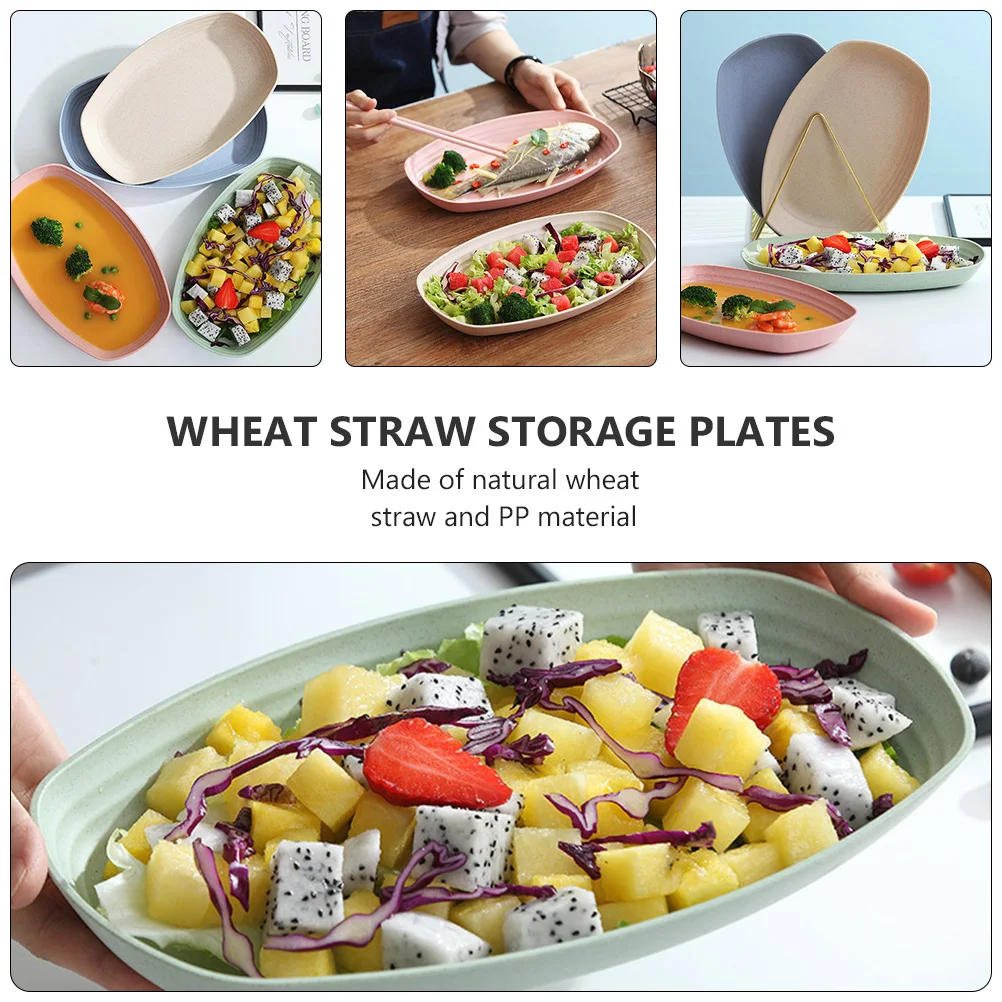 

6pcs Fruit Plate Meal Storage Trays Oval Food Serving Plates Eco-Friendly for Coffee Shop Kitchen Living Room Dessert