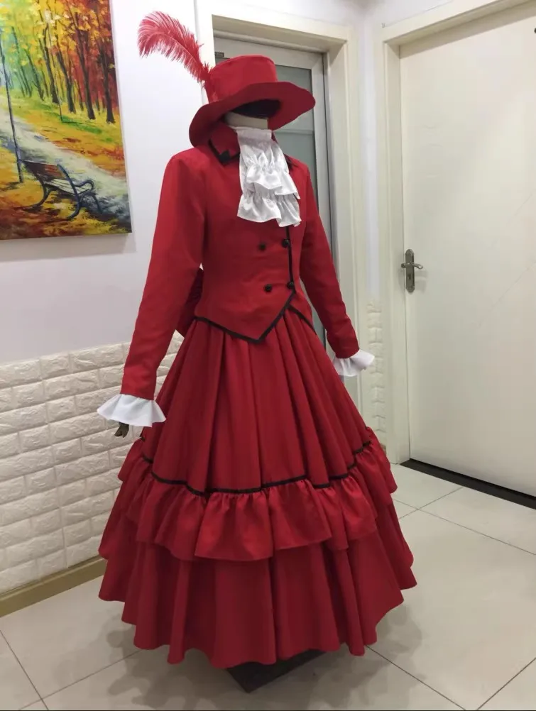 

CosAn аниме Черный дворецкий Анджелина Далес костюмы для косплея Мадам красная ужин куртка великолепное придворное платье на заказ