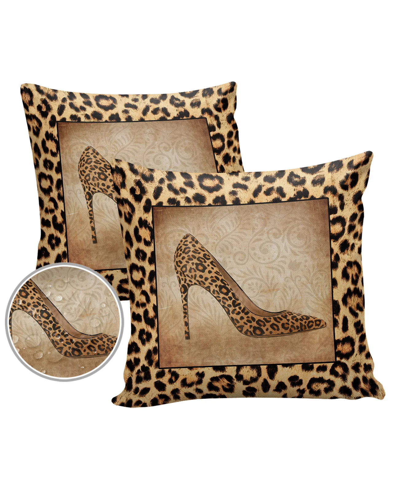 2/4PCS Outdoor Garden Chair Waterproof Cushion Cover Leopard Print High Heels Home Decor 40/45/50/60/66cm Pillow Case