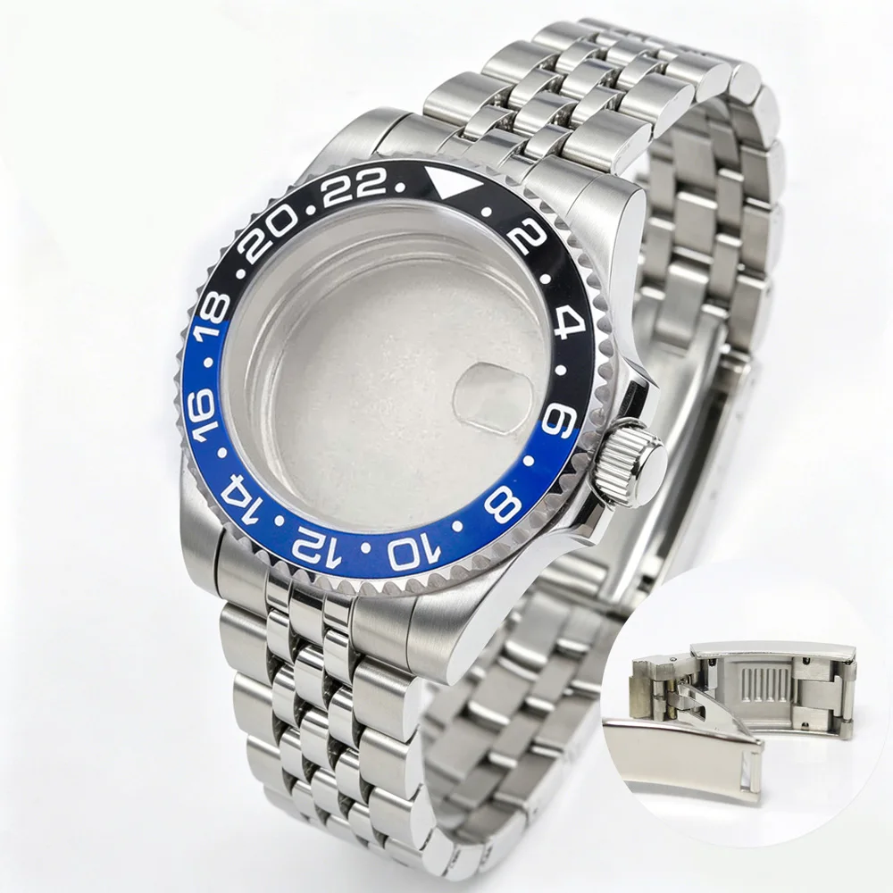 200M Diving Case 40mm Fit NH35 NH36 NH34 GMT Watch Case Jubilee Bracelet Sapphire Glass Slide Buckle view 6
