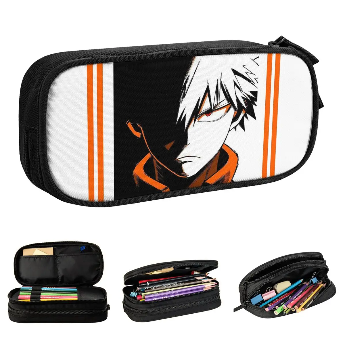 Katsuki Bakugo Kacchan My Hero Academia Pencil Case Pen Holder Bag Large Storage Students School Zipper Pencilcases