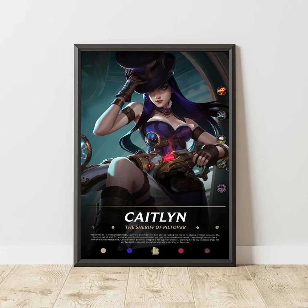 ملصق فني من Game League of Legends، JINX CAITLYN EKKO لوحة فنية مطبوعة على القماش، تستخدم لتزيين جدران المنزل، بدون إطار