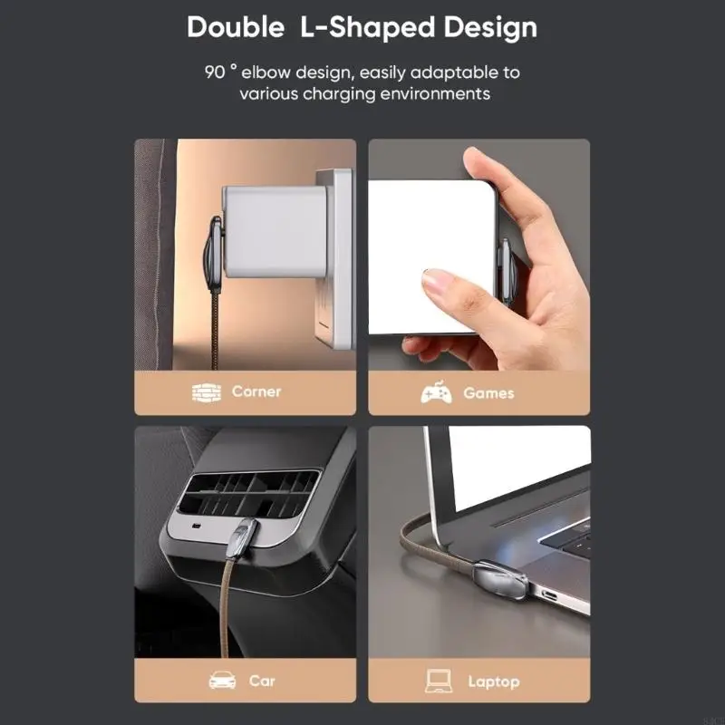 Premium 240W L Styles Charging Cable USB C Charging Cord With Intelligent Protections 83CE