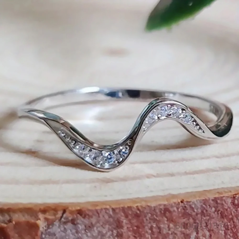 925 Sterling Silver Gold Size 7-10 Zircon Wave Ring For Women Men Fashion Jewelry Vintage Grace Charm Noble Party Birthday Gifts