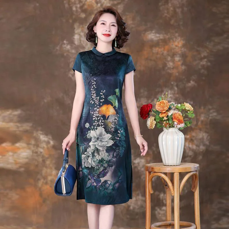 Stylish Slimming Printing Dress For Women Summer 2024 New Arrival Beautiful Elegant Mother-daughter Style Body Conscious Dress