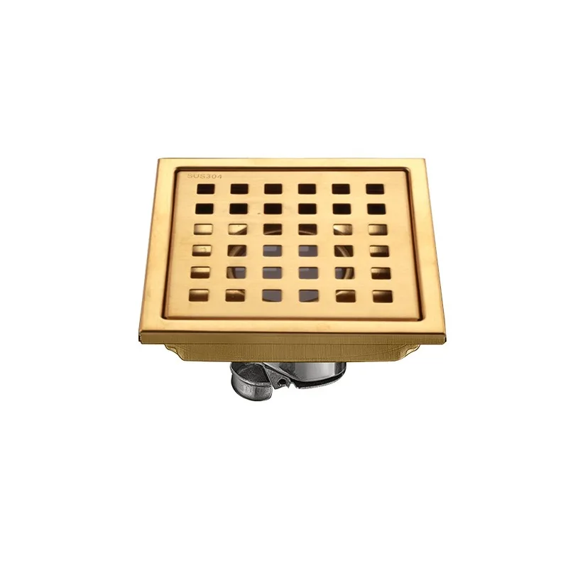 Invisible Square Floor Drain Golden Shower Room Large Drainage Stainless Steel Odor-proof Extended Strip Hidden Floor Drain