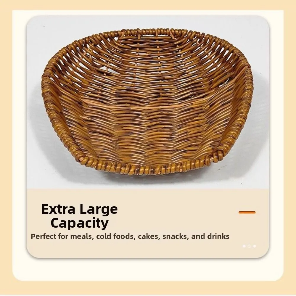 High Quality Hand-woven Small Dustpan Plastic 3 Sizes Fork Spoon Basket Imitation Rattan Wicker Cosmetic House Kitchen Supplies