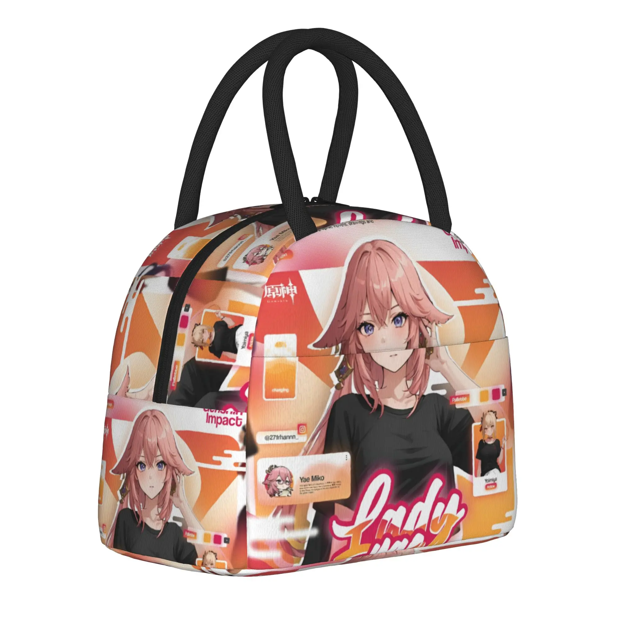 yae miko genshin impact Thermal Insulated Lunch Bag for Office  Reusable Food Bag Container Men Women Thermal Cooler Lunch Boxes