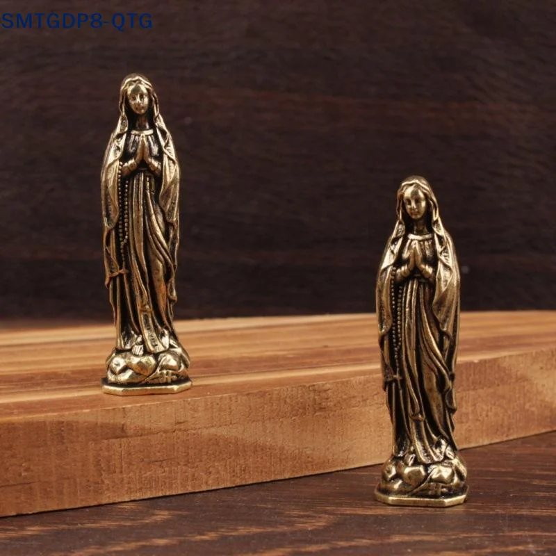 Hot！sale 1PC Brass Maria Figurine Pendant Brass Maria Figurine Pure Copper Vintage Virgin Mary Figurine home decor