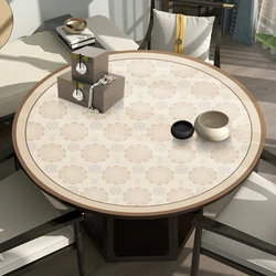 2022 Chinese Traditional Pu Leather Round Table Cloth PU Leather Table Cloth Waterproof Oil Proof Anti Scalding Tablecloth Pad