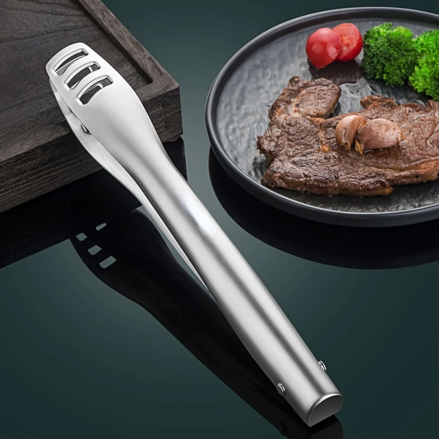 

Kitchen BBQ Stainless Steel Food Tongs - Steak & Bread Tool