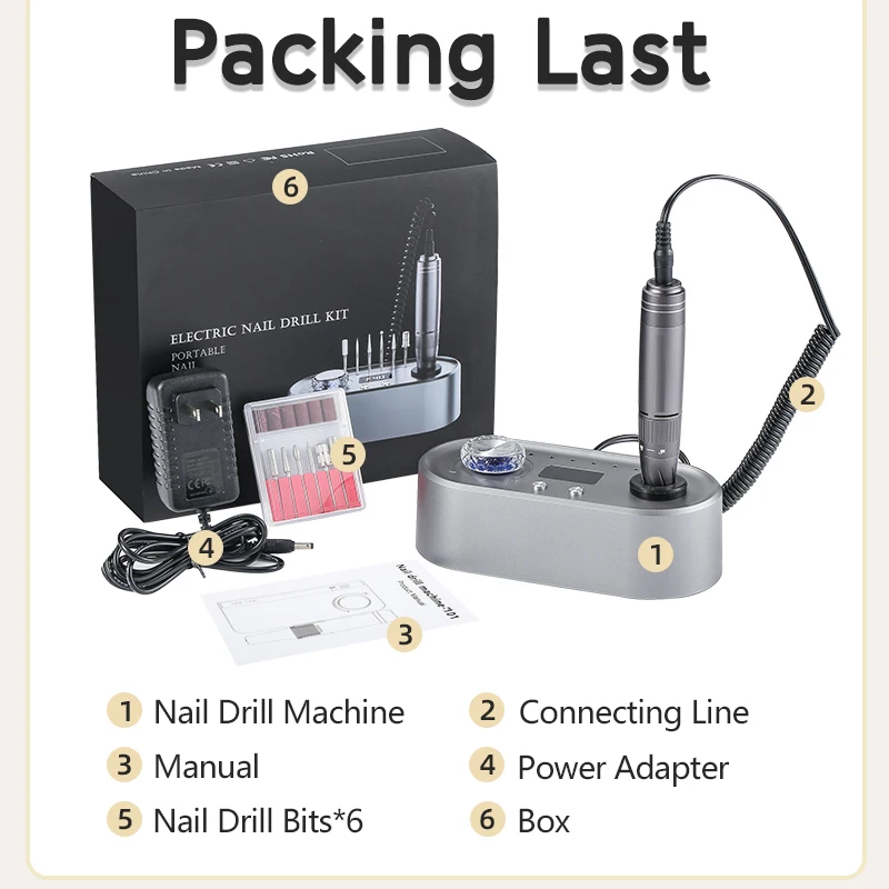 UV701 Nail Polish Machine Nail Drill Sander High-speed Nail Grinder Electric Nail Trimming Set for Gel Removal