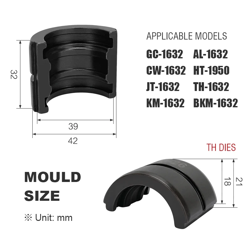 TH/U/V/VAU/M/VUS Type Die for Pex Pipe Crimping Tool GC-1632/CW-1632 Crimping Moulds 16, 20, 26, 32mm Hydraulic Crimper Jaws Kit