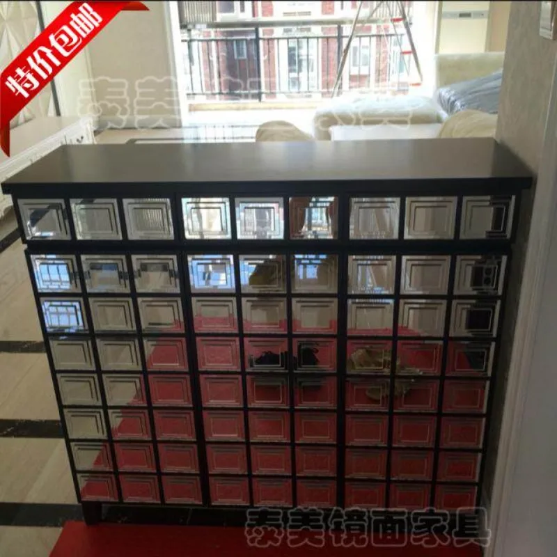 Mirror-finish sideboard, neoclassical shoe cabinet with drawers - new arrival