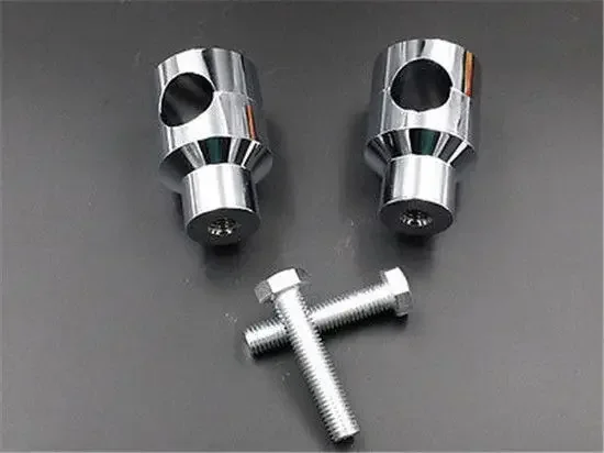 Universal Motorcycle Chrome Round 7/8'' Handlebar Riser for Harley Honda Kawasaki Cafe Old School CB
