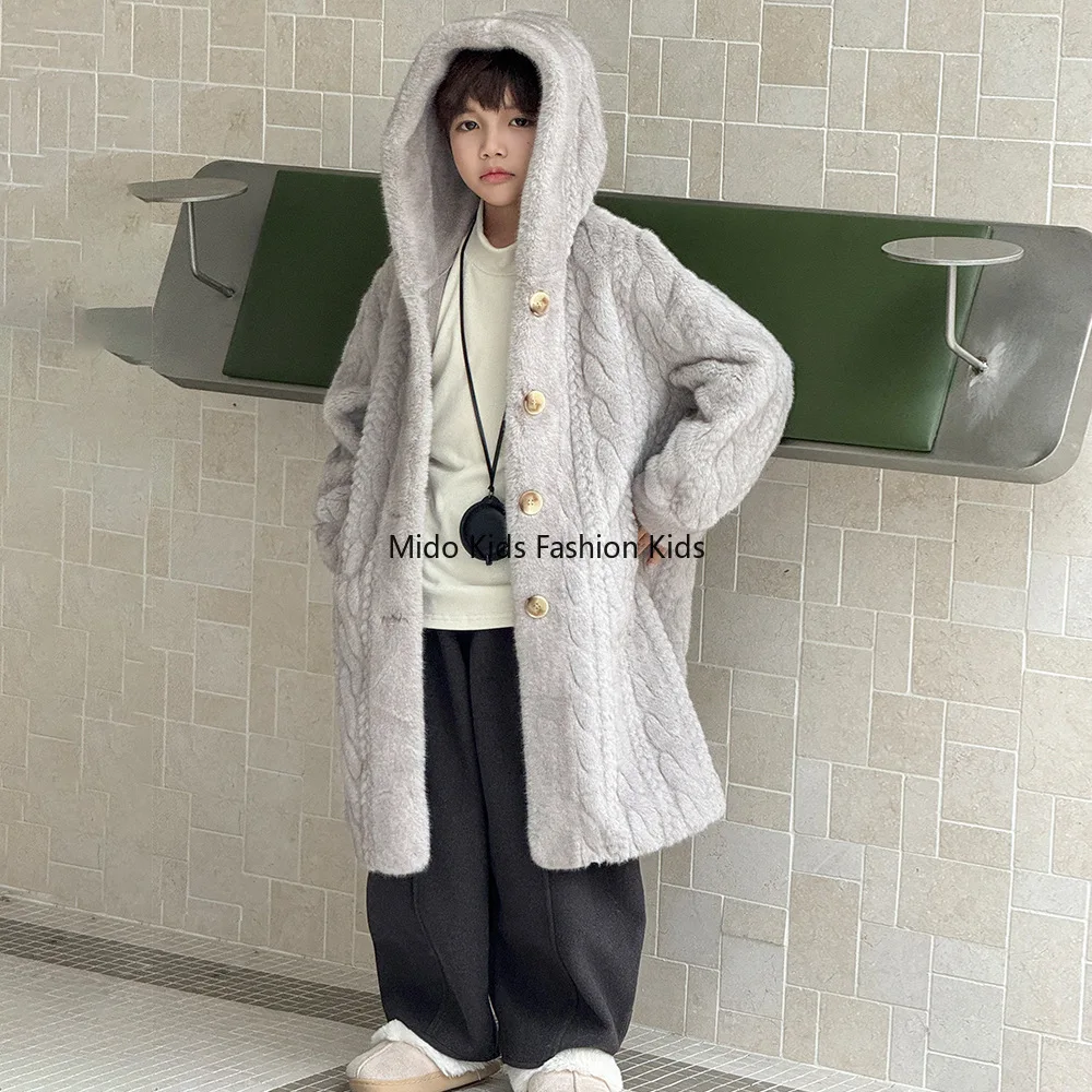2025 جديد الفتيات معطف الفرو الطفل سميكة المنك المخملية صديقة للبيئة الفراء معطف واحد الأطفال معطف الشتاء 100-170 سنتيمتر
