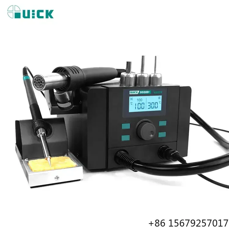 QUICK 8686D+ Hot Air Gun Welding Station K8 TS1100 2 in 1 LCD Display Lead-free Soldering Station Rework Station