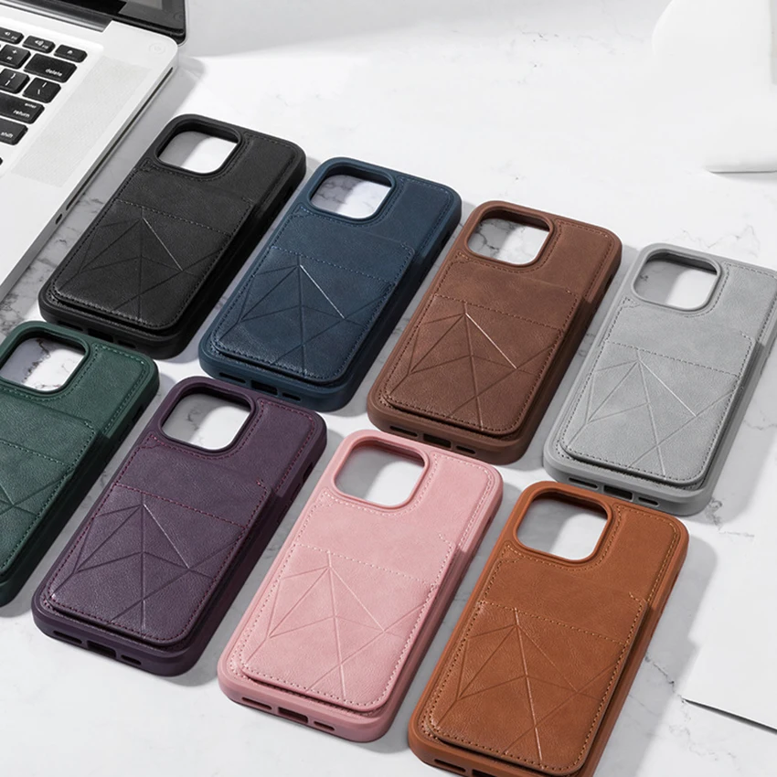 حافظة بطاقات مزدوجة قابلة للطي لهاتف آيفون 17 16 15 14 13 Pro 12 Max 16Pro حافظة هاتف محمولة 17 Pro Max غطاء صلب