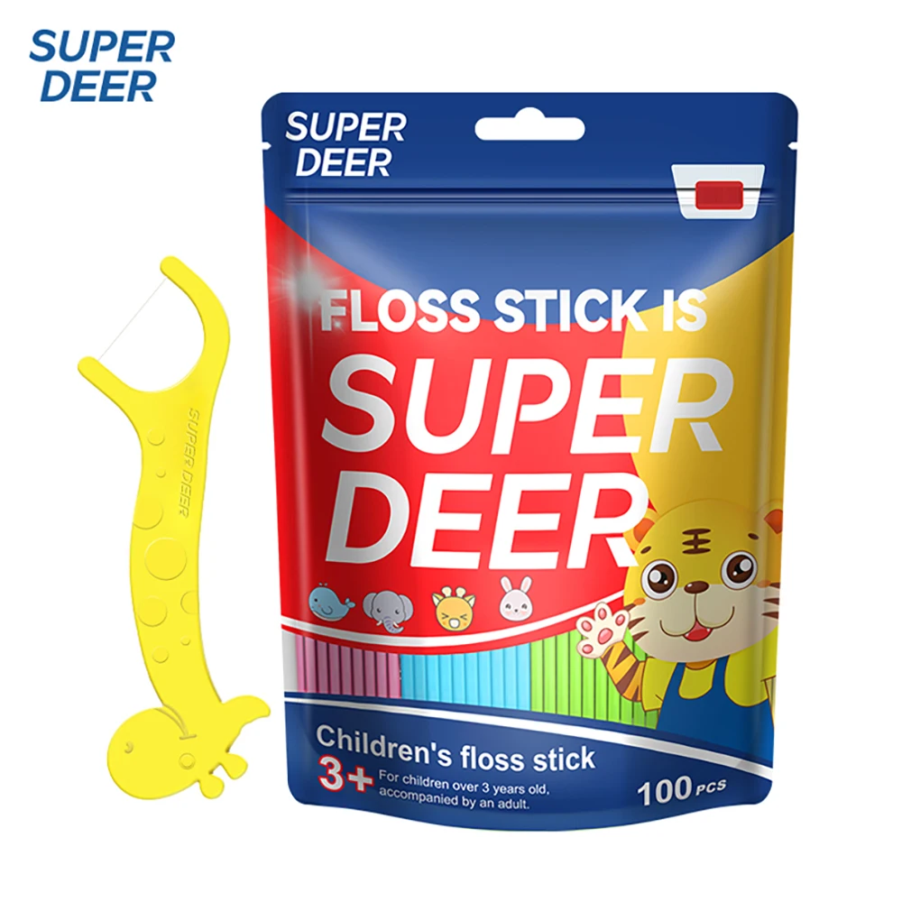 100/300/500pcs Household Kids Dental Floss Stick Cute Cartoon Animal Shaped Floss Toothpicks Anti-Break Deep Cleaning Tools