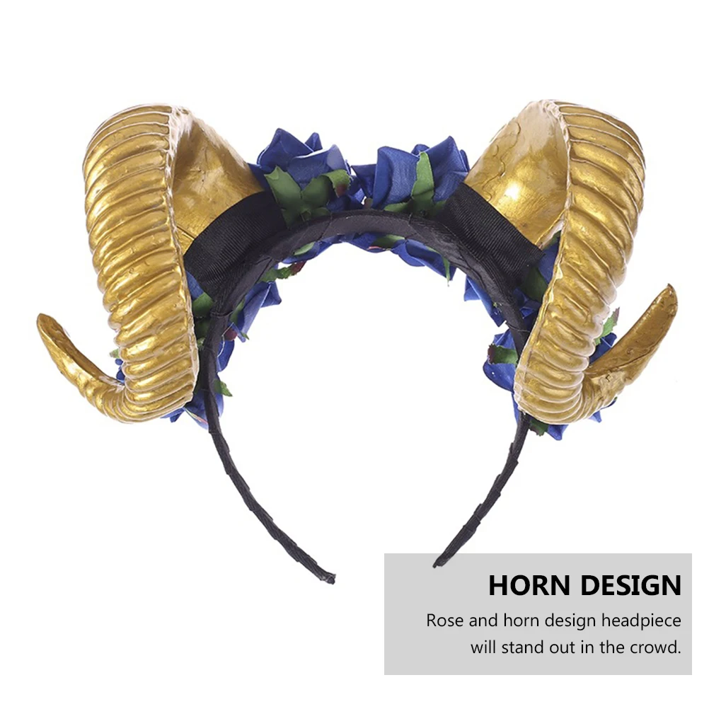 

Artificial Rose Headband Horn Red Flowers Halloween Cosplay Costume Accessories High Quality Lightweight Comfortable Party