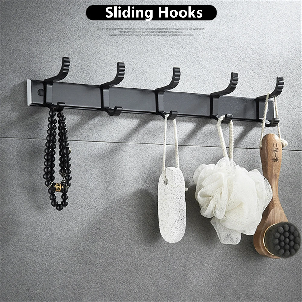 

Bathroom Clothes Hanger Wall Hook Towel Hook Coat Rack Hallway Balcony Corner Sliding Clothes Shelf Key Holder for Bedroom