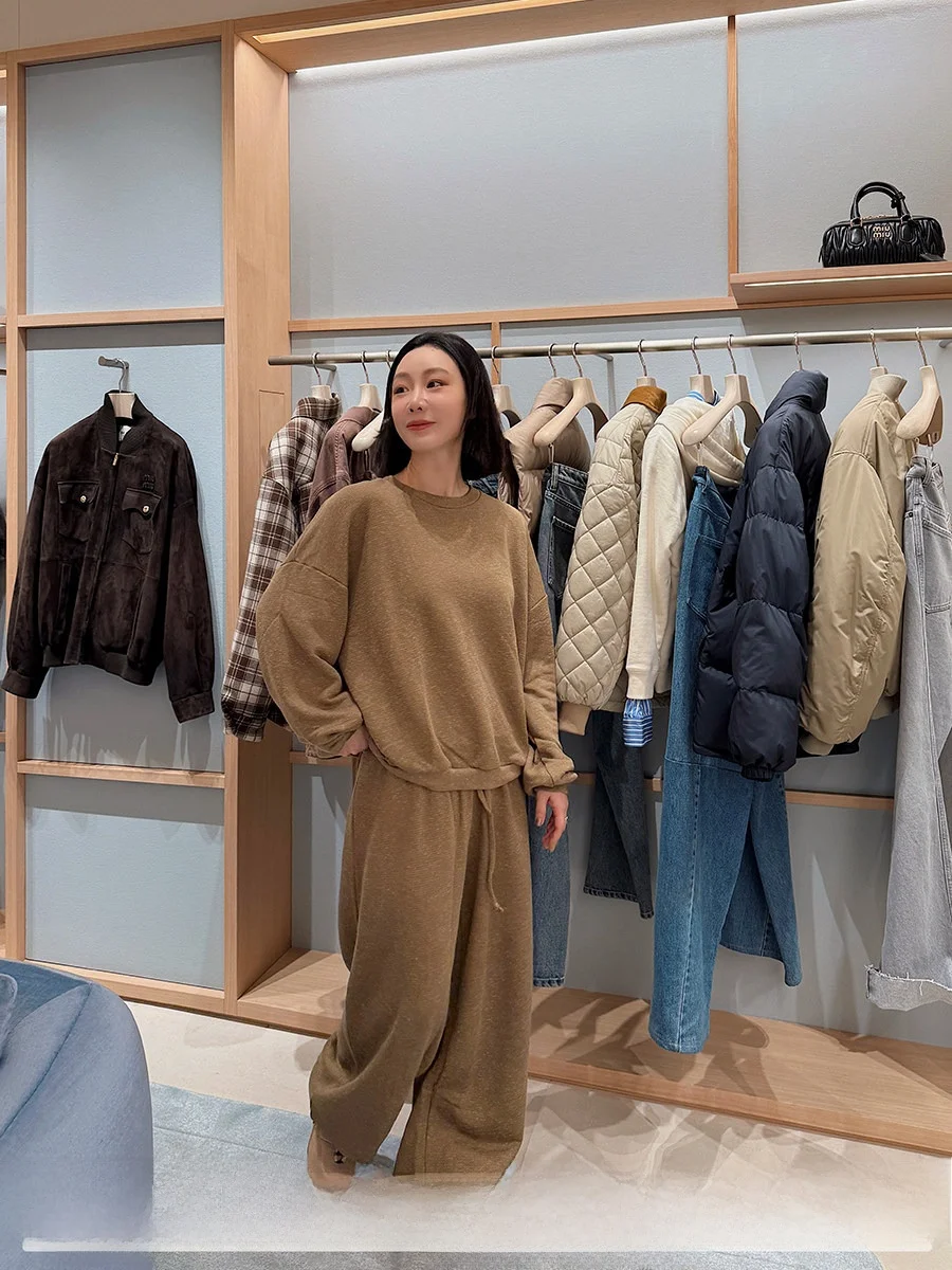 

Брюки женские трикотажные с эластичным поясом и завязками DEARSOCUTE Handpied Store, прямые, с высокой талией