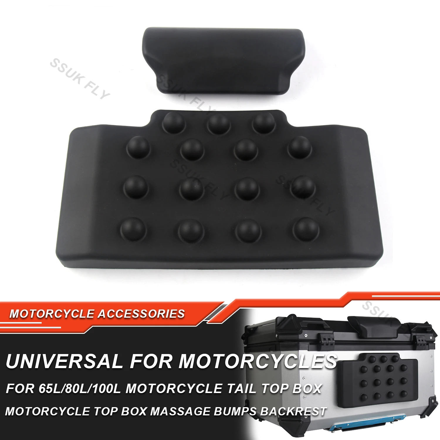 

65L 80L 100L Massage Bumps Motorcycle Top Case Backrest Back Pad Tail Box Rear Trunk Luggage Case Cushion Passenger Backrest