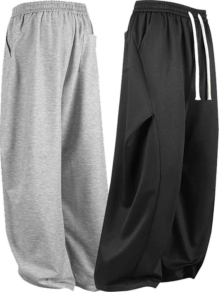 

Мужские повседневные буксирные брюки из двух предметов, черные, серые, на шнурке, подходят для всех сезонов, прогулок, путешествий, спорта и праздников