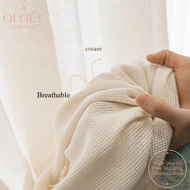 

Woven Linen Curtains for Living Room Japanese Sheer Cream Cotton Light Blocking White Natural Yarn Bedroom Quality Window Drape