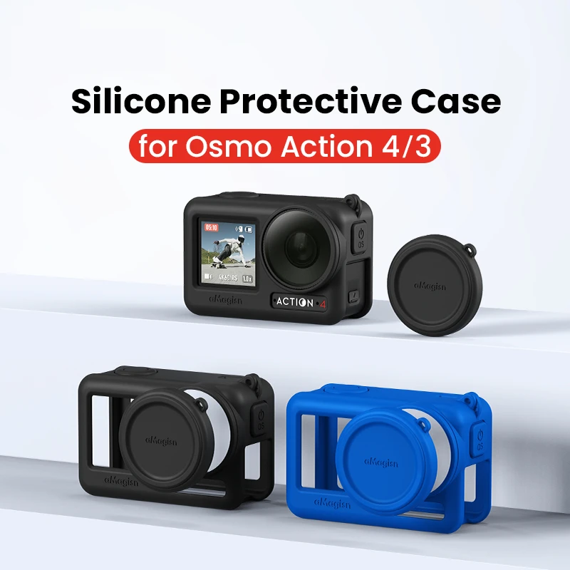 

For DJI Action 4 3 Silicone Case + Lens Cap Sport Camera Protective Accessories