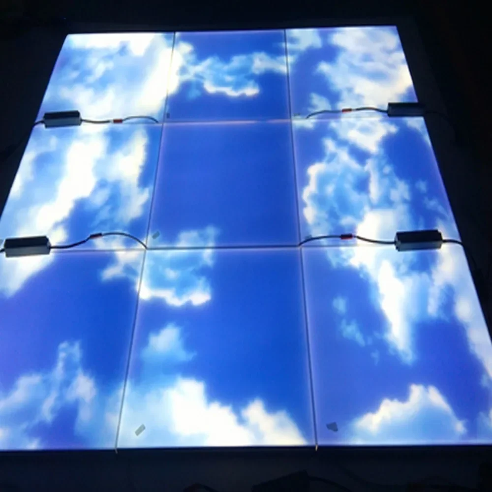 Faux Decorative Ceiling Skylight 20w 40w 30x30 60x60cm Sky Frameless Led Light Panels 60x60