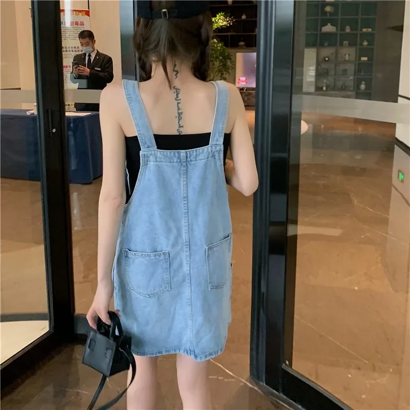 Vestido de tirantes vaqueros S-3XL Mujer sin mangas Retro Kawaii Casual acogedor Preppy adolescentes jóvenes todo-fósforo Mujer Vestidos femenino Chic