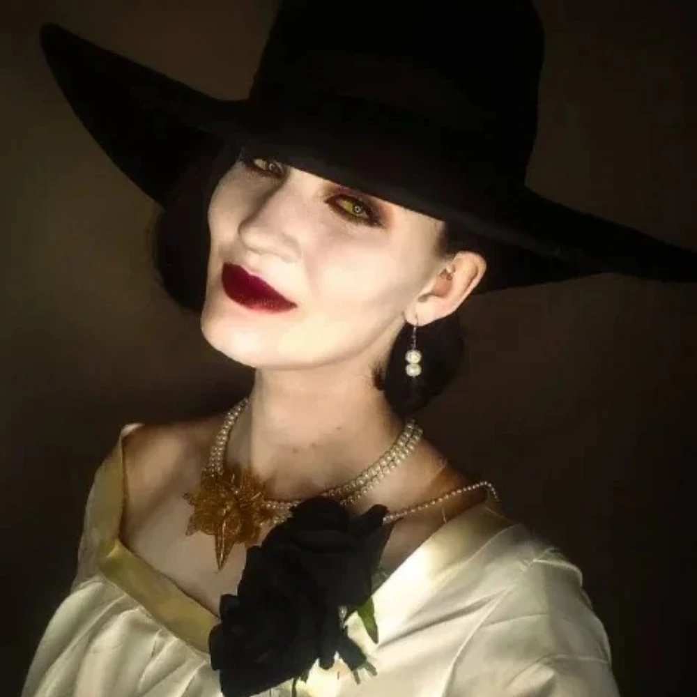 سيدة Dimitrescu تأثيري الألياف الاصطناعية المرأة قصيرة بوب شعر مستعار هالوين كرنفال شعر مستعار للحفلات