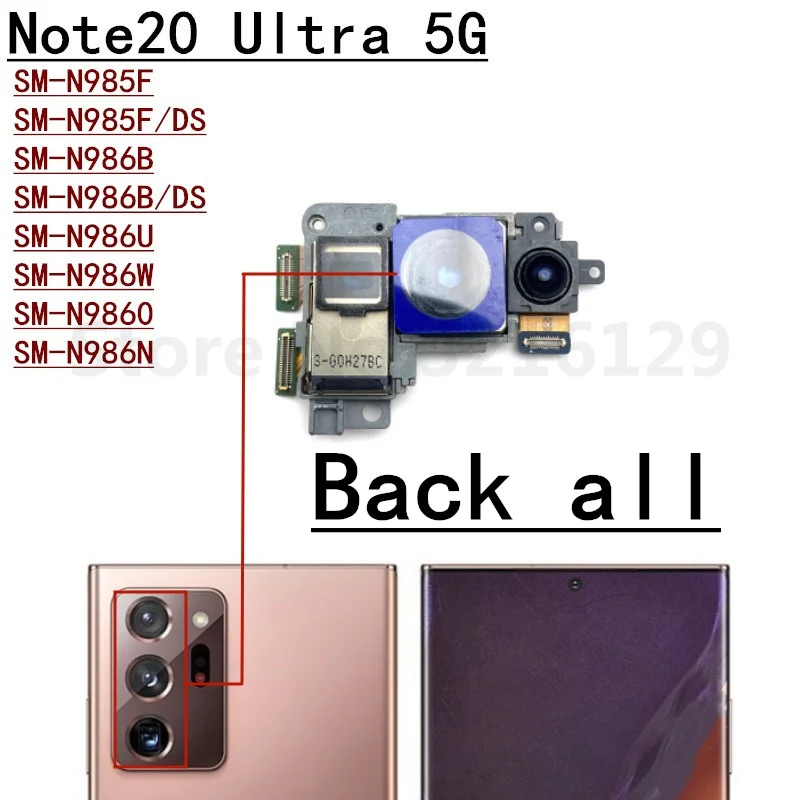 Full Set Backside Periscope + Wide Rear For Samsung Galaxy Note 20 Note20 Ultra 5G Front Facing Back Main Camera Flex Cable