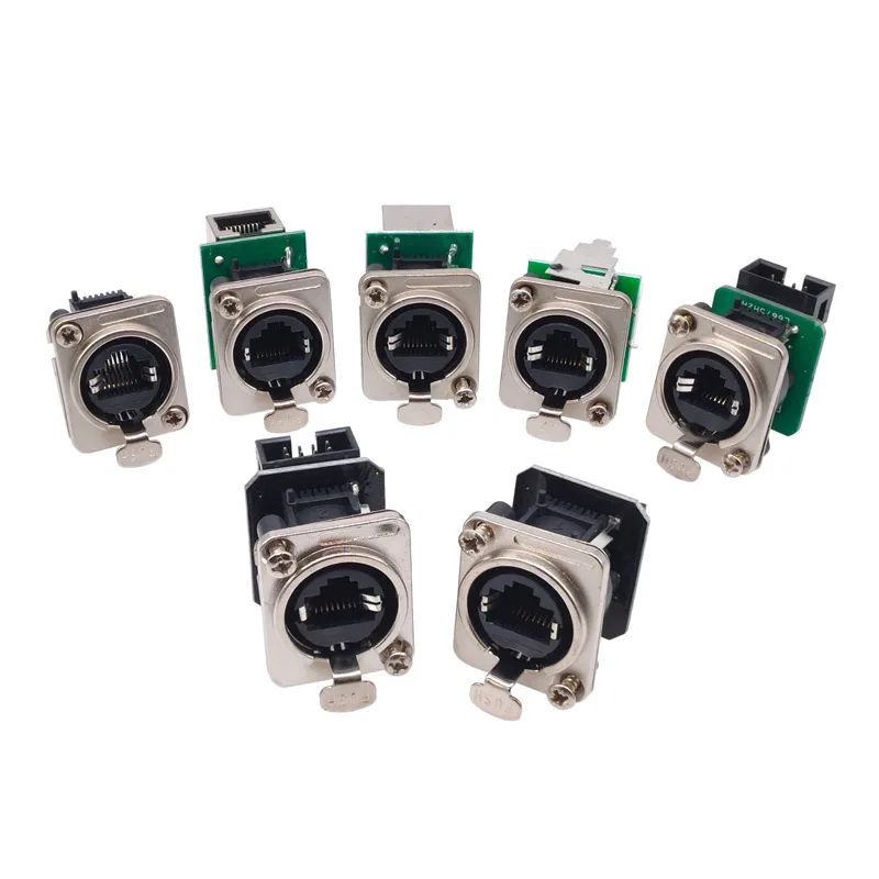 10Pcs D Type Connector RJ45 Panel Mount 8P8C Waterproof NE8FDP NE8FDE Network Connectors