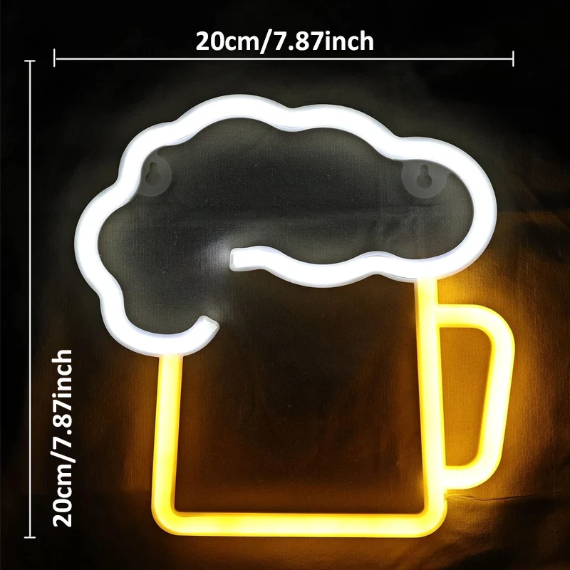 Neon Beer Sign Suitable for Battery Powered and USB Powered Glow Sign Gift for Husband LED Beer Neon Sign