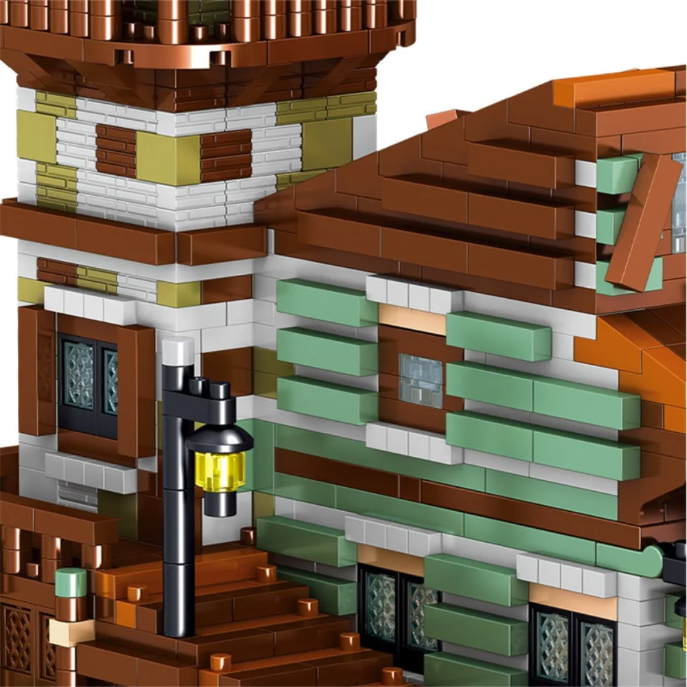 MOC الإبداعية البحرية العمارة الصيد قرية كوخ نموذج اللبنات لعبة الطوب الكبار الأطفال هدية عيد ميلاد