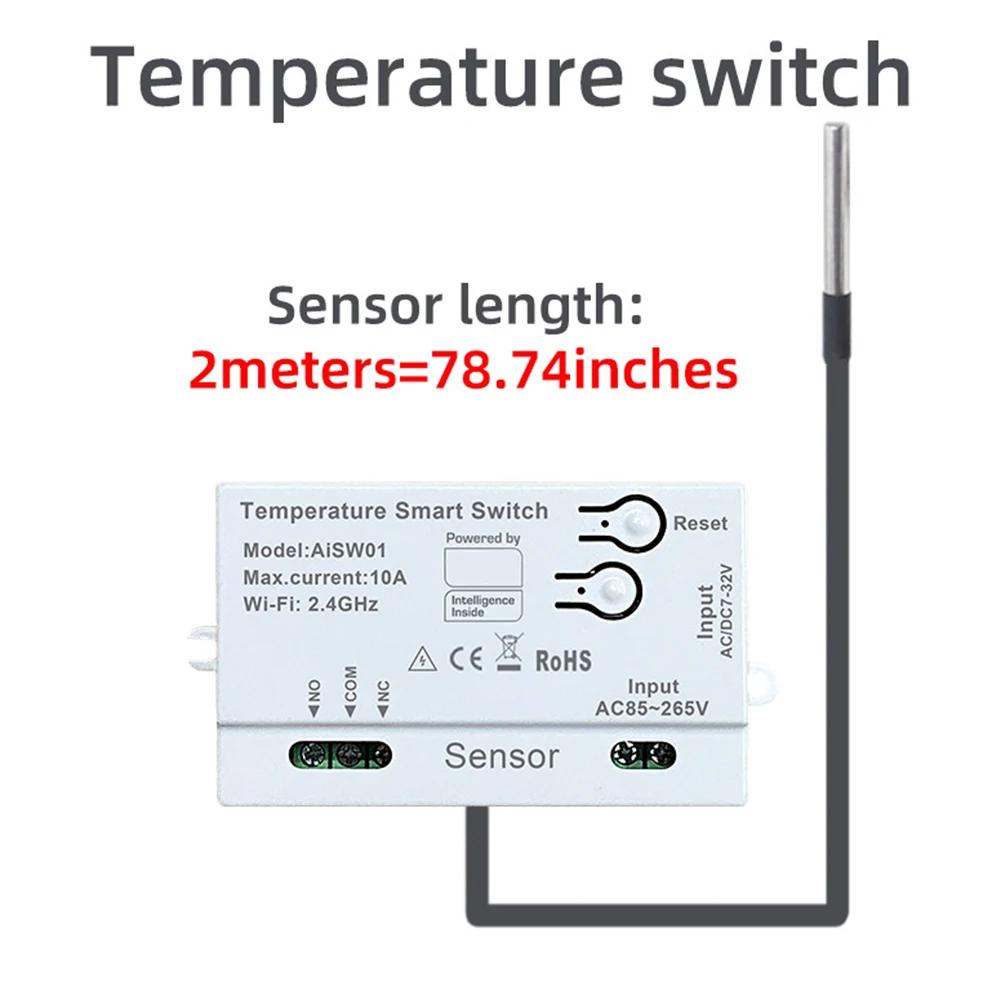 For Tuya Smart WiFi Temp&Hum Sensor Passive Dry Contact Remote Control Switch ﻿Automatic Temperature Management