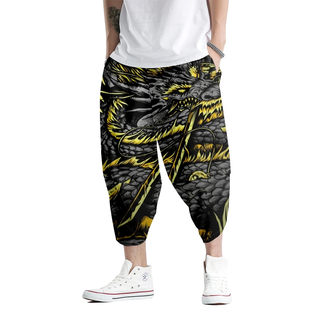 

Summer Harajuku Streetwear Hip Hop Joggers Pants Men Fashion Sweatpants Casual Dragon Print Harem Trousers