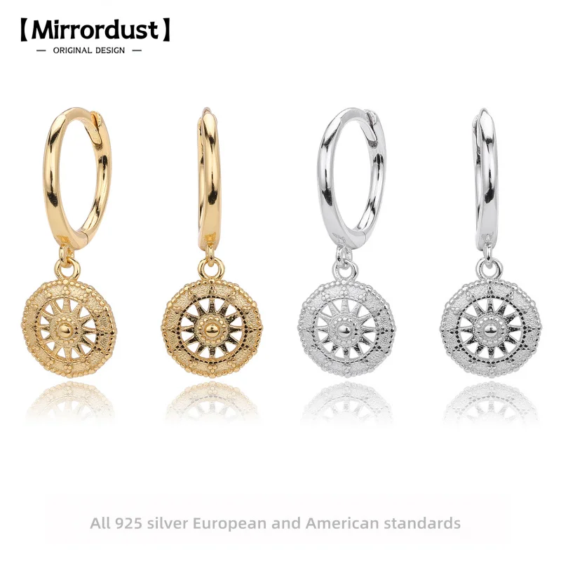 

【Mirrordust】s925 Новые модные высококачественные серьги из стерлингового серебра с дизайном колес для женщин