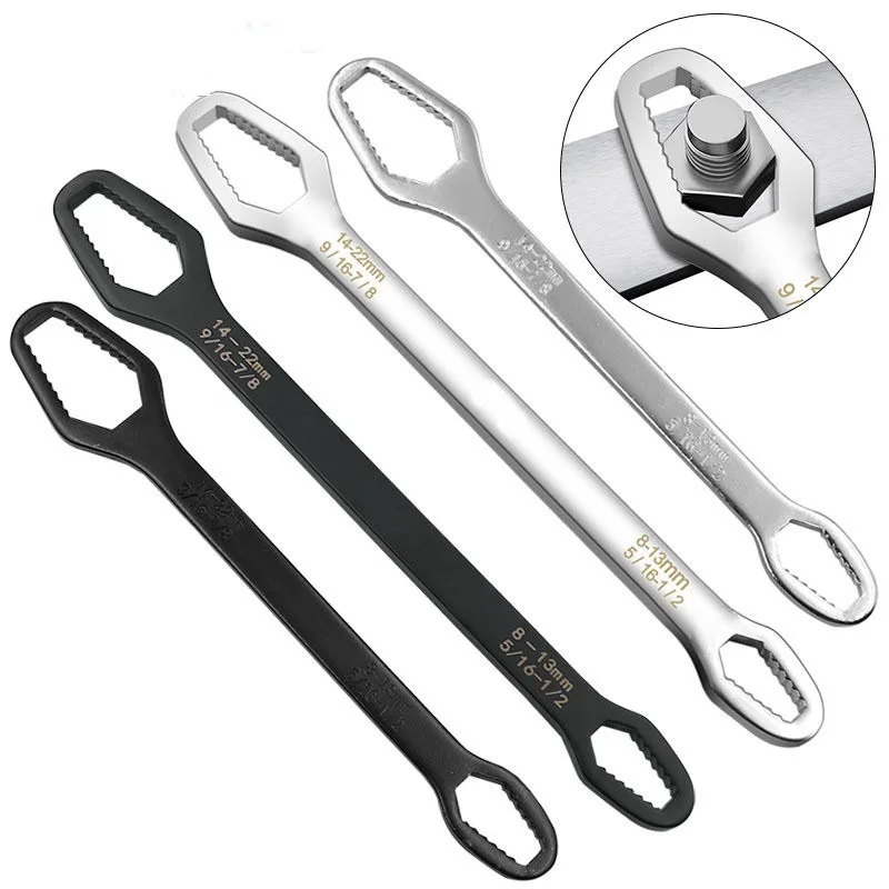 Multifunctional box Multi-purpose universal double head self tightening glasses Solid end wrench 8-22mm set adjustable