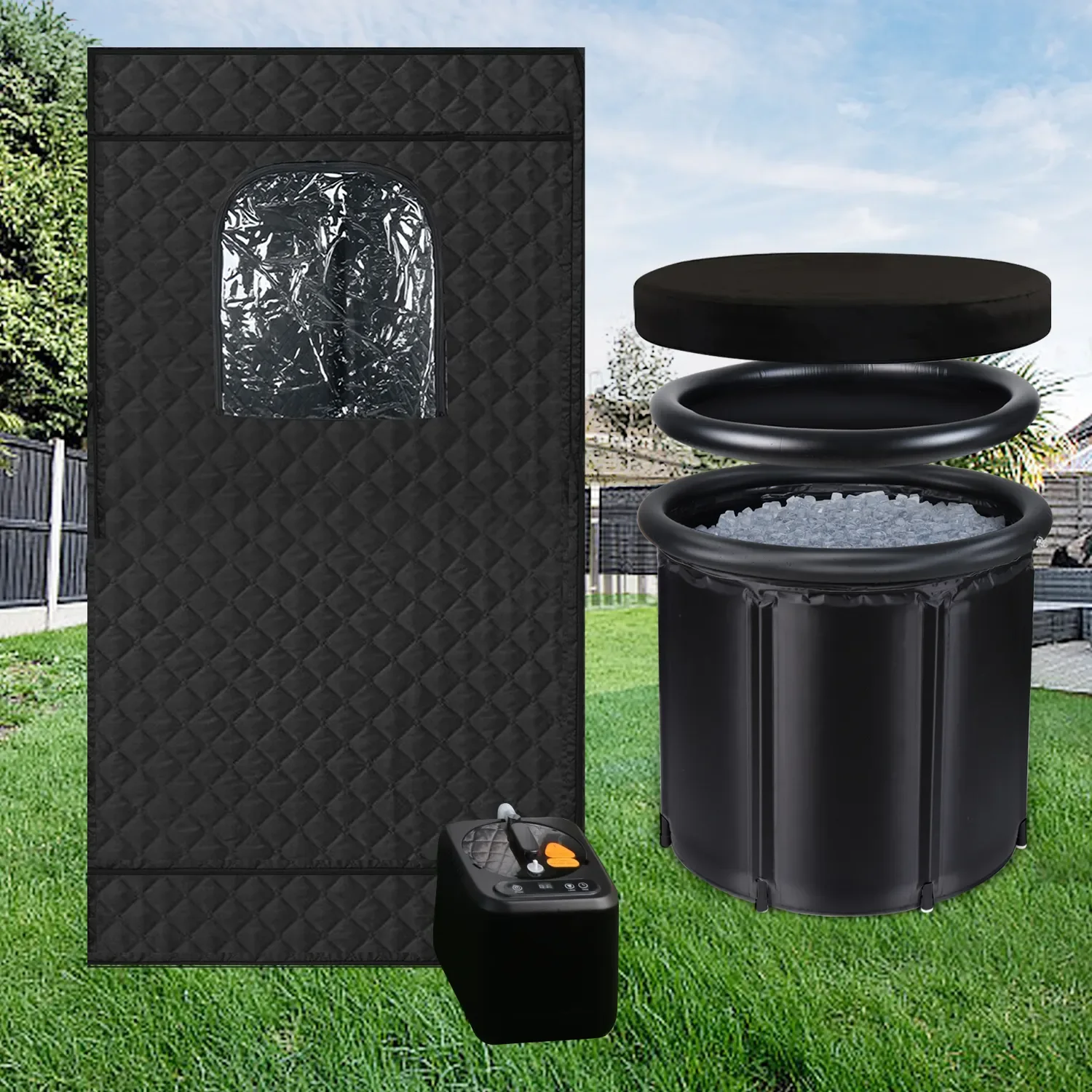 

STLF Adult Freestanding Inflatable Modern Eco-Friendly UV Resistant Spa Bathtub PVC Folding Sanctuary Design Temperature Control