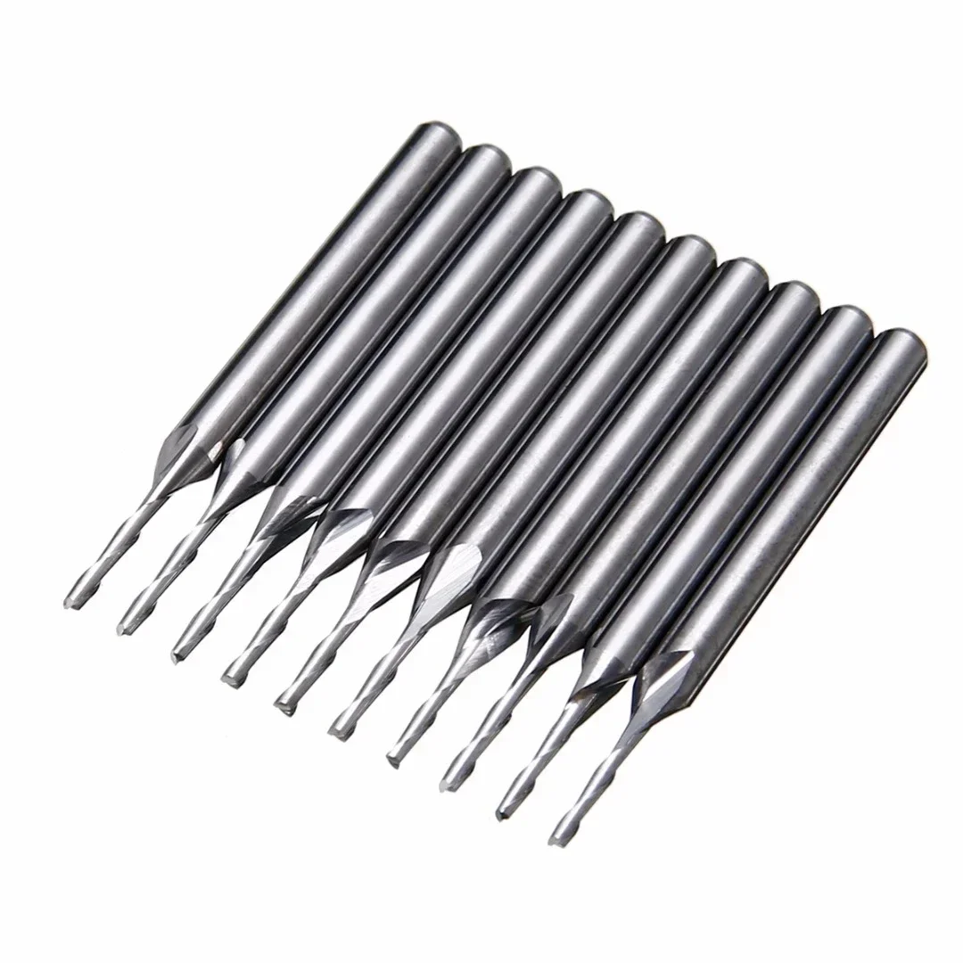 10pcs/set Carbide Spiral Milling Cutter 1/8