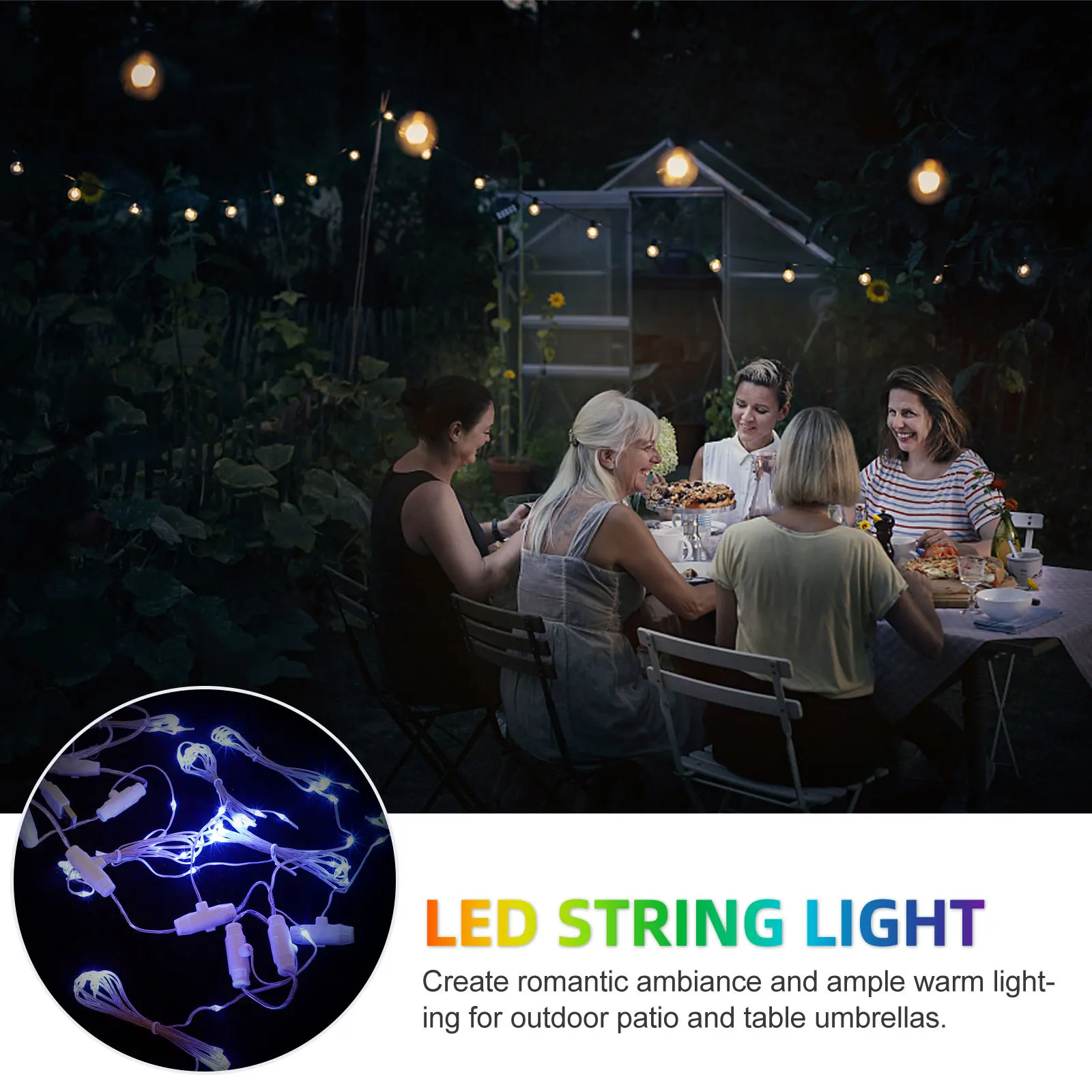 Światła solarne do parasola ogrodowego 1 zestaw, wodoodporne, o niskim poborze mocy, jasne, wydajne, łatwe w montażu.