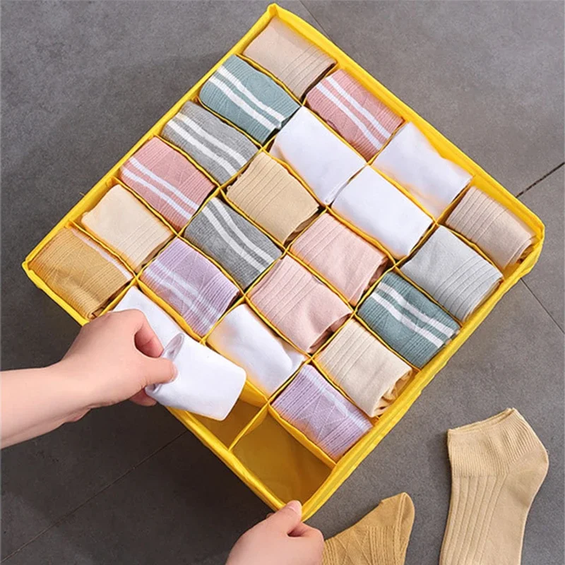 

Underwear Box With 6 Compartments Foldable Wardrobe Drawer Polyester Easy to Organize without Cover