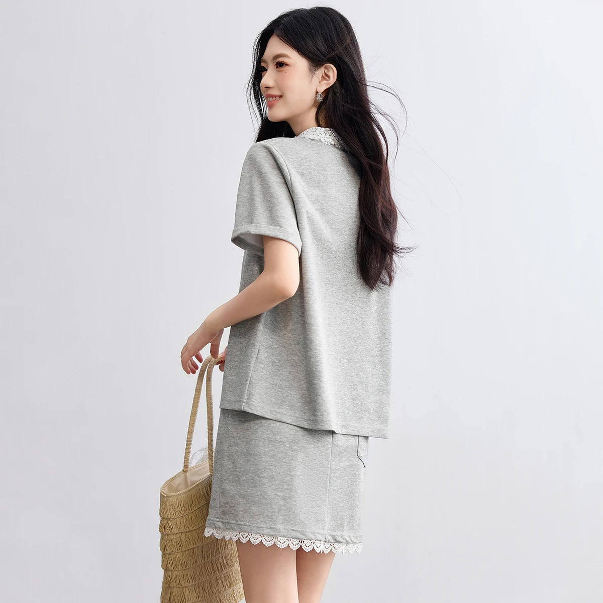 SENTUBILA 女性の 2 枚セット夏のファッションスーツ女性 2025 新しいコレクションマッチング衣装スカート服 T52ZF2278